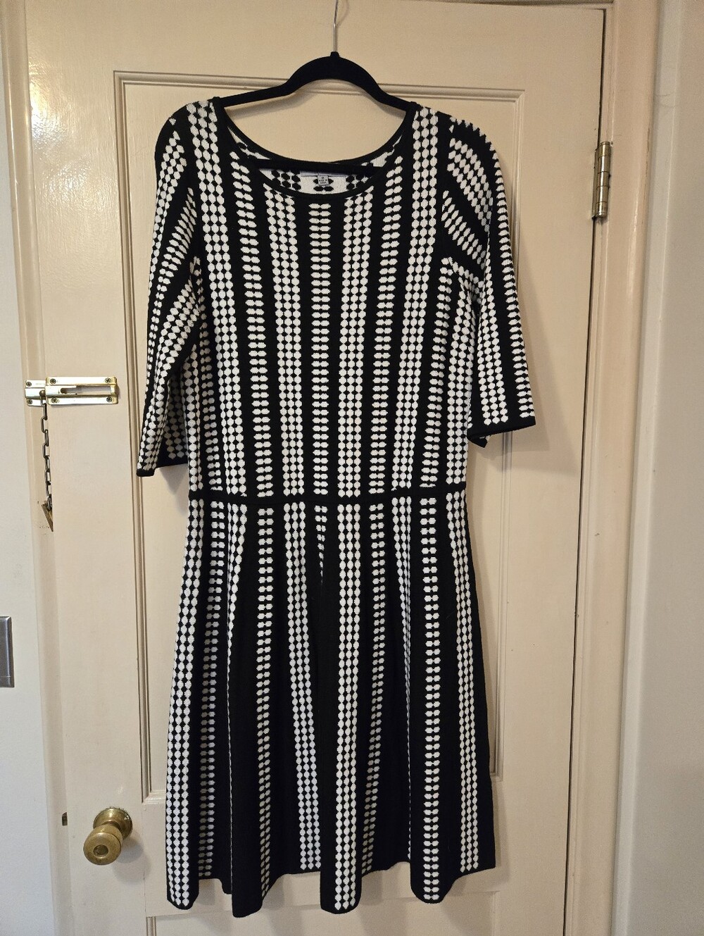 Danny & Nicole Black and White Patterned Fit & Flare Dress